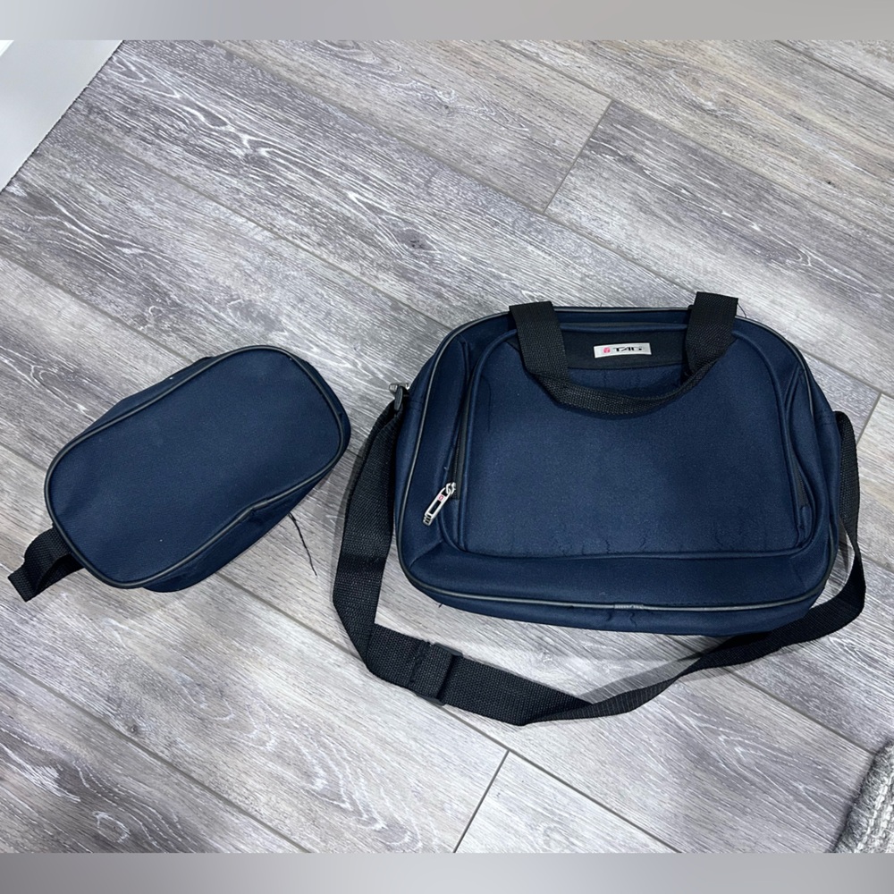 Tag toiletry bags luggage suitcase navy blue
